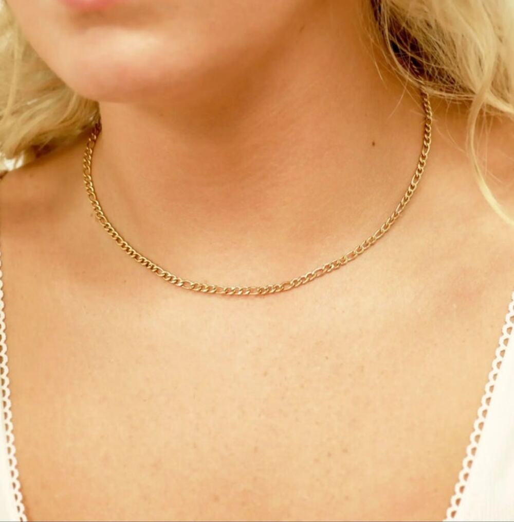 18K Gold Pvd Stainless Steel Figaro Chain Necklace- 20'